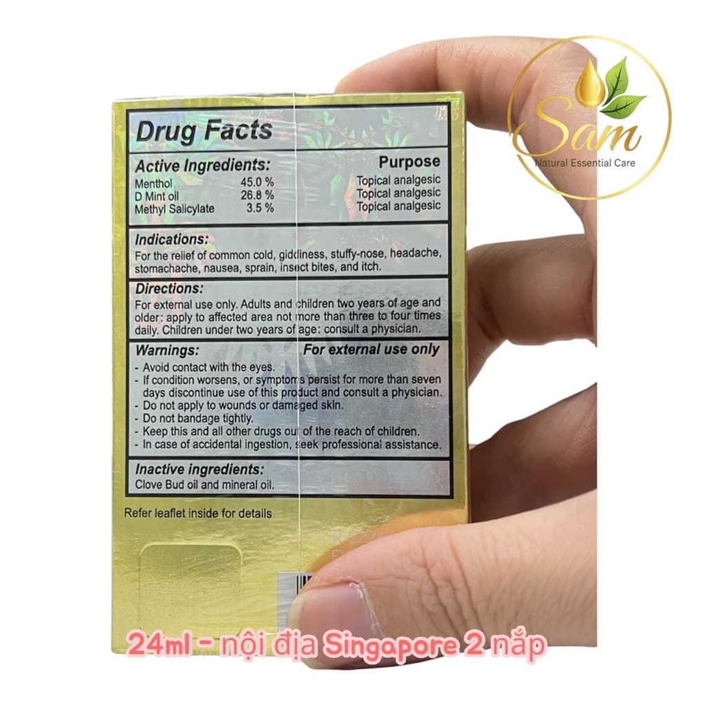 Dầu Gió Vàng Con Ó Đinh Hương 2 nắp 3