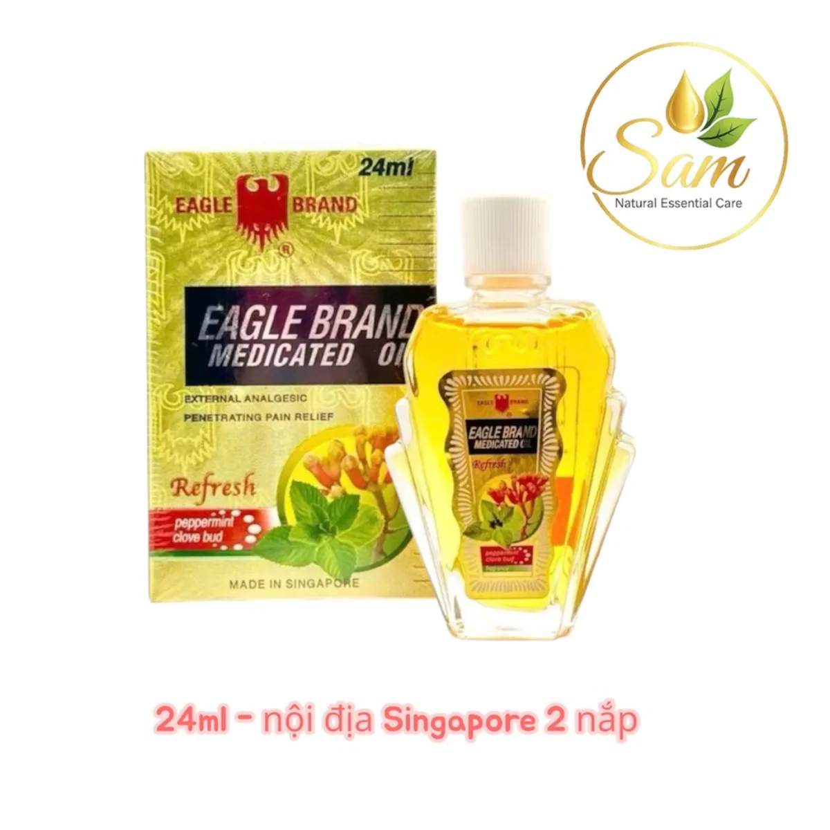 Dầu Gió Vàng Con Ó Đinh Hương 2 nắp