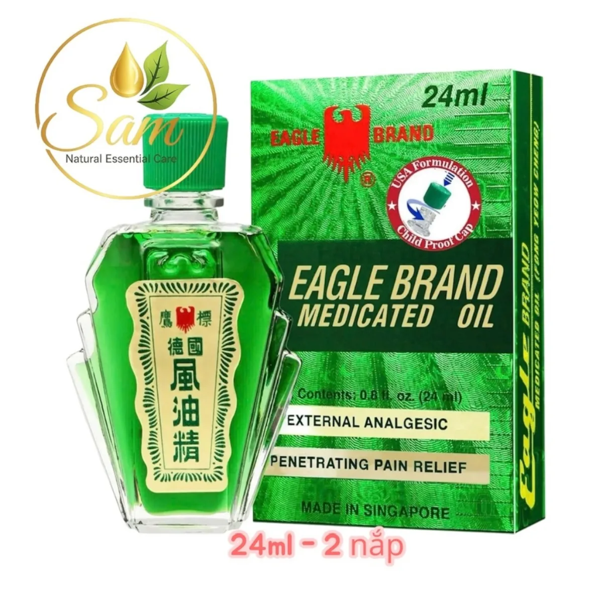 Dầu Thảo Mộc Xanh Con Ó Bạc Hà (Hàng Mỹ 2 nắp)