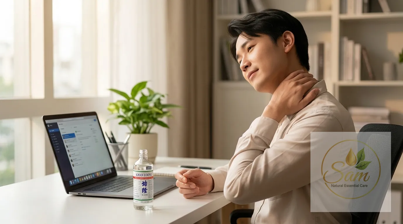 Ngồi màn hình cả ngày mỏi cổ vai gáy: cách dùng dầu gió thư giãn cho dân văn phòng