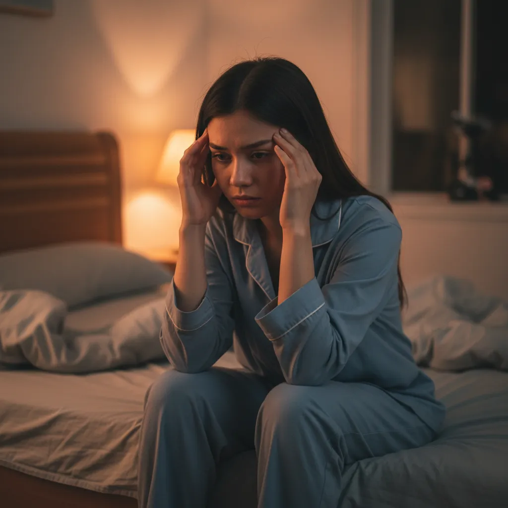 Mẹ bỉm mệt mỏi, đau đầu lúc nửa đêm