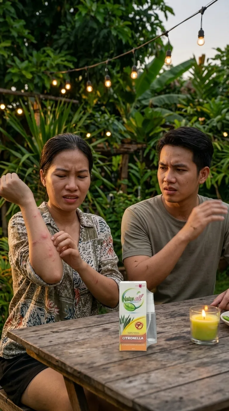 Cặp đôi bị muỗi đốt khi ngồi ngoài sân