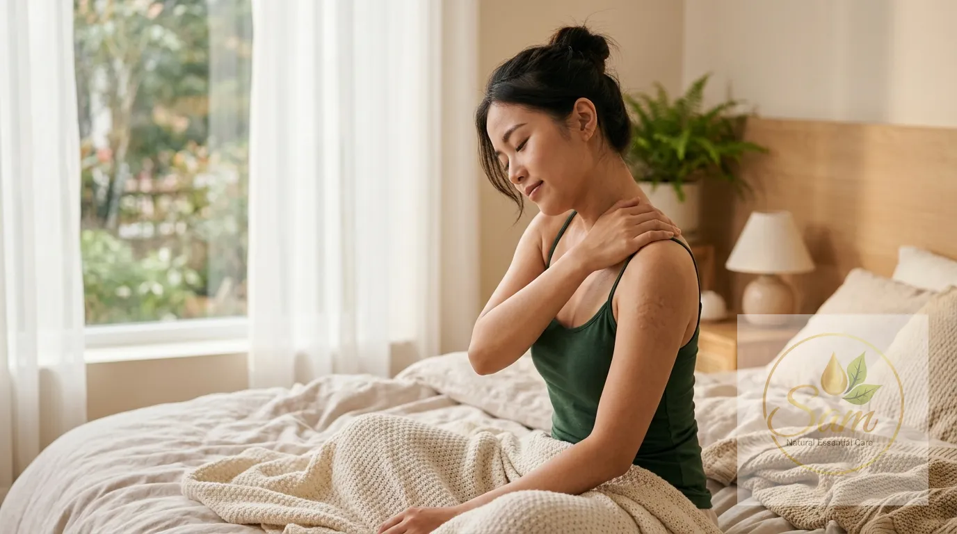 Xoa dầu nóng lên vai gáy trước khi đi tắm