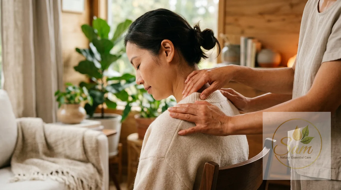 Xoa vùng vai gáy sau khi ngồi lâu