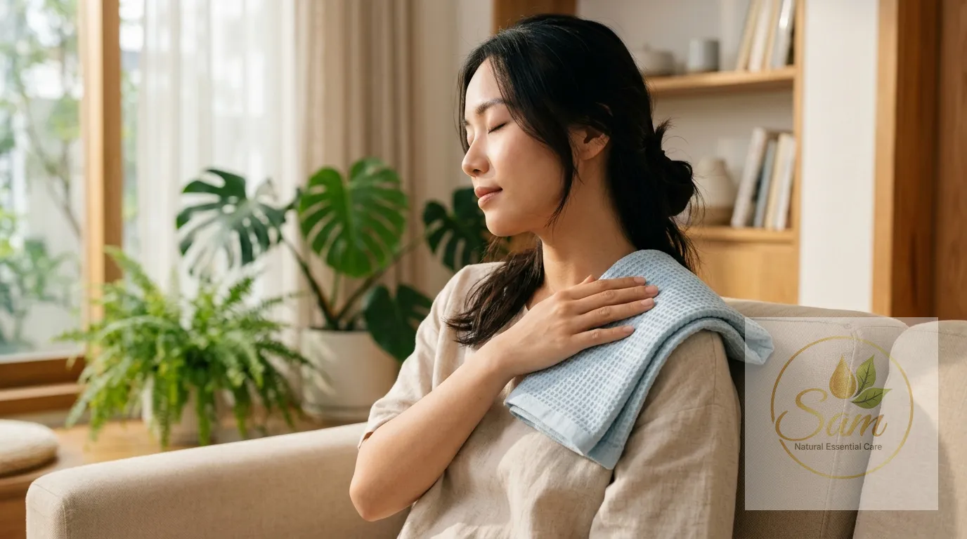 Khăn mát đắp lên vùng da đang nóng rát