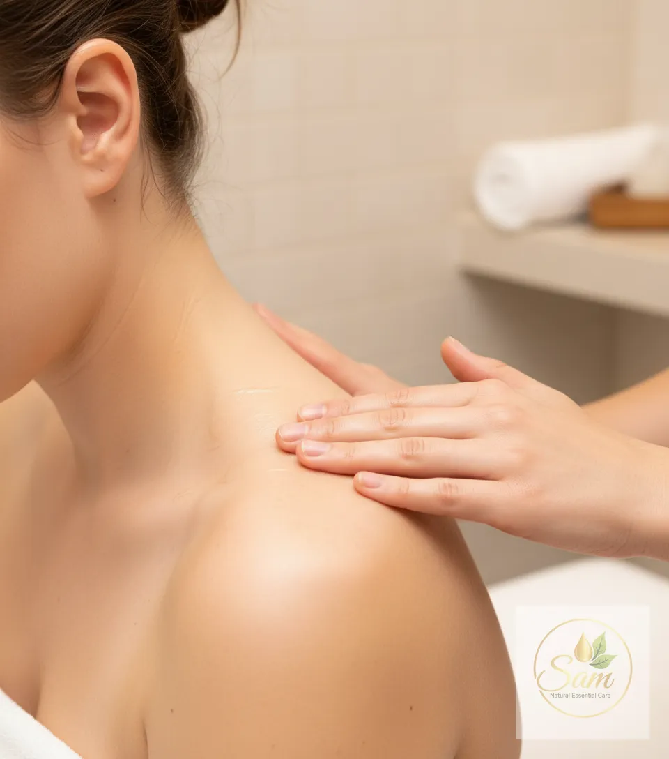 Thoa một lớp dầu gió mỏng lên vùng vai gáy trước khi cạo