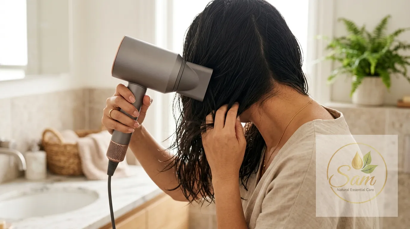 Sấy khô tóc sau khi gội để giữ ấm vùng gáy