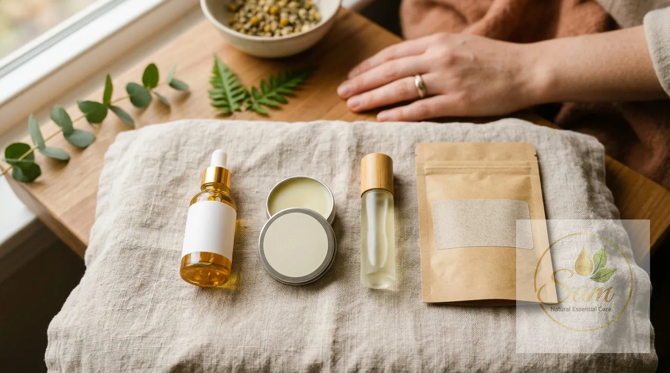 Bốn dạng sản phẩm dùng ngoài da: dầu lỏng, balm dạng sáp, dạng lăn và cao dán