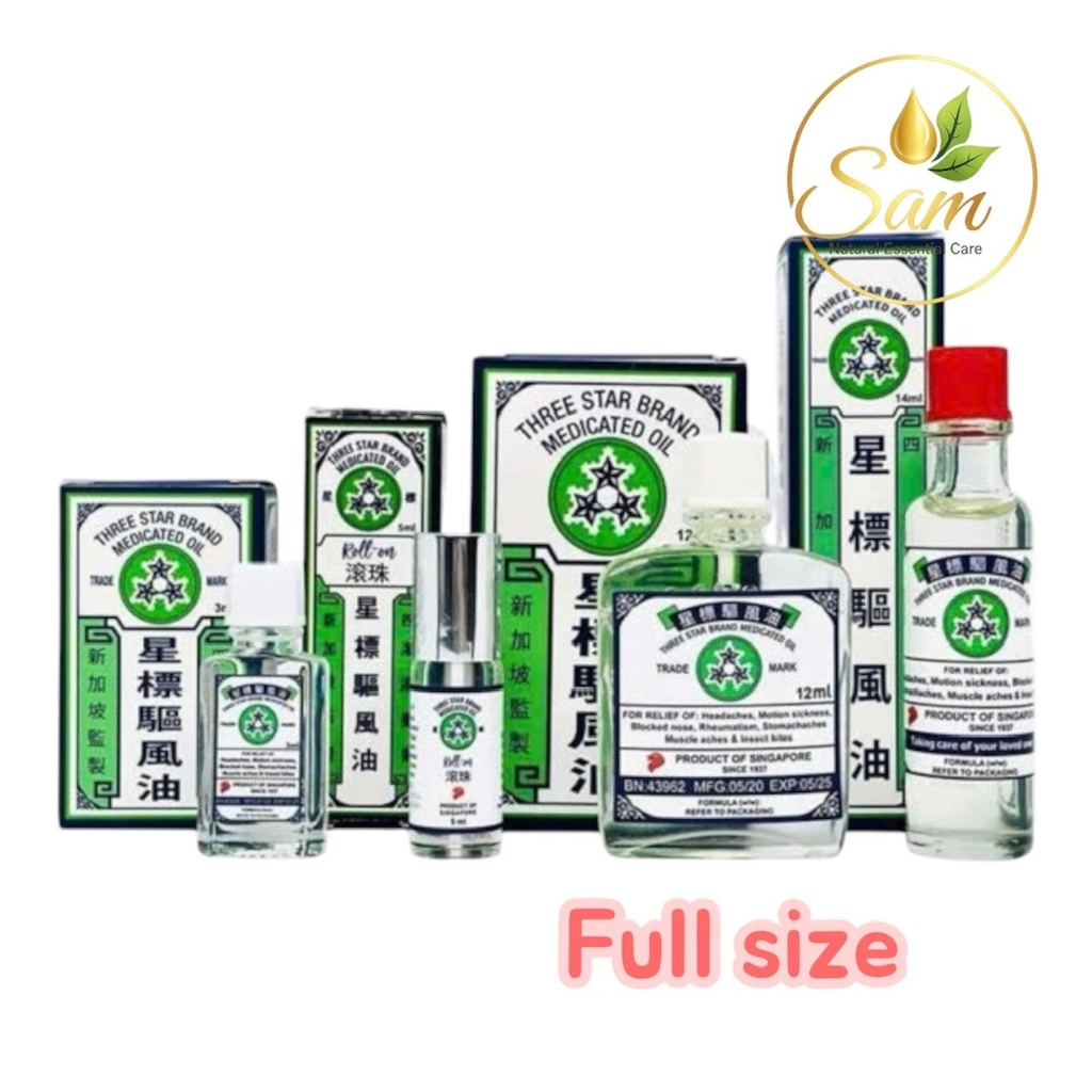 Dầu gió Three Star Trắng, dầu trong suốt không để lại vết màu