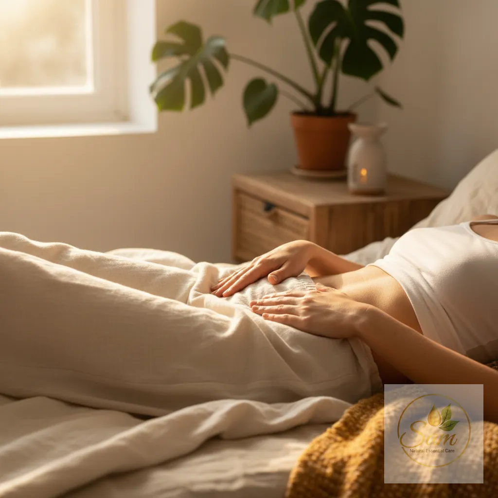 Xoa nhẹ vùng bụng dưới theo vòng tròn