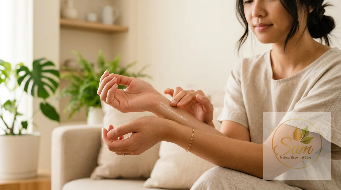 Thoa một lớp mỏng dầu lên cổ tay