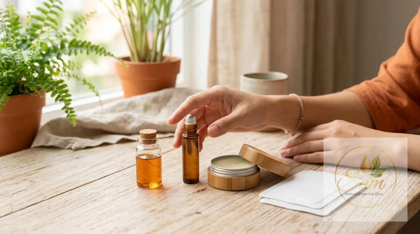 Các dạng đóng gói dầu bôi ngoài da: chai, lăn, sáp, miếng dán